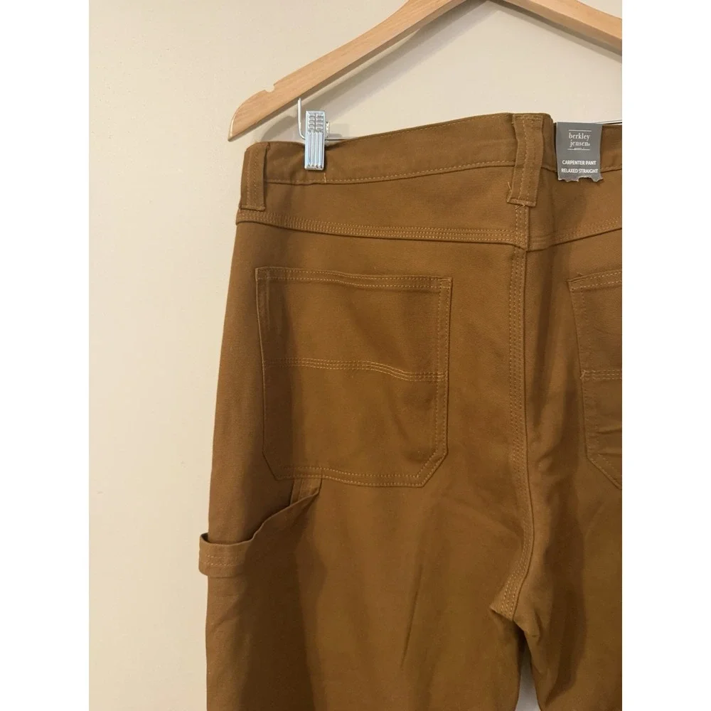 Berkley Jensen Jeans Mens 40x30 Fleece Lined Carpenter Relaxed Straight NWT Tan
